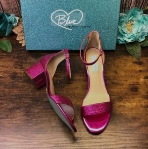 Betsy Johnson Blue Pink Glittery Sandals